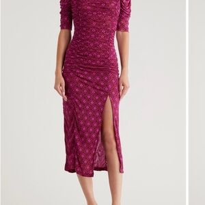 Free People Fuchsia Floral Midi Dress